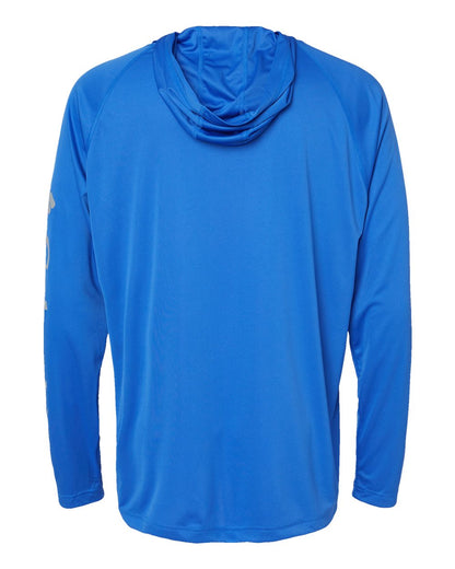 Columbia Unisex PFG Terminal Tackle™ Hooded Long Sleeve T-Shirt 212482 #color_Vivid Blue/ Cool Grey