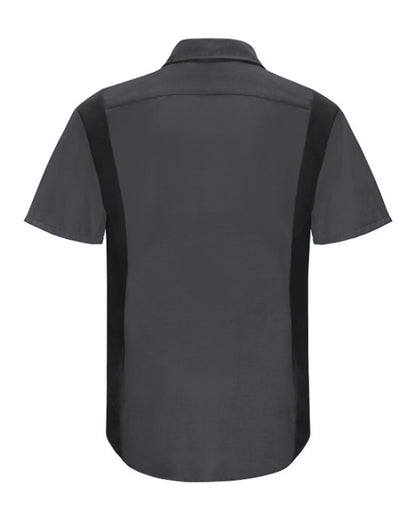 Red Kap Men's Tall Performance Plus Short Sleeve Shirt with Oilblok Technology SY42T #color_Charcoal/ Black