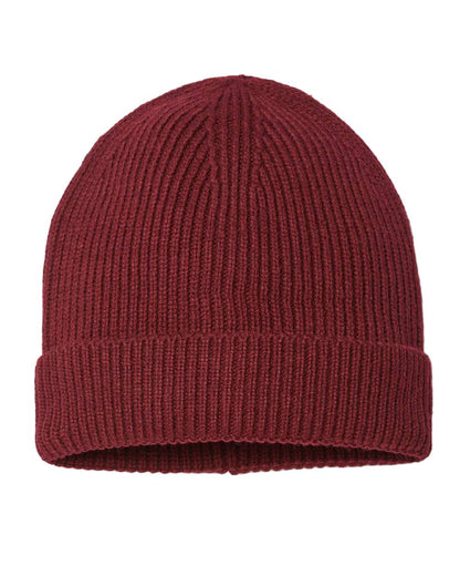 Atlantis Headwear Sustainable Fine Rib Cuffed Beanie ANDY #color_Burgundy