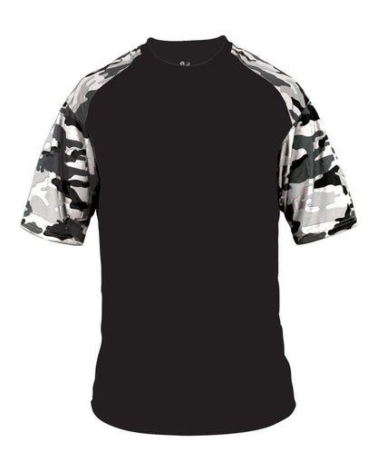 Badger Camo Sport T-Shirt 4141 #color_Black/ White Camo