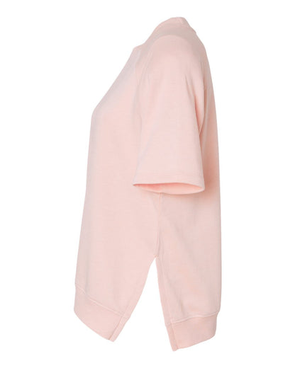 MV Sport Women's French Terry Short Sleeve Crewneck Sweatshirt W23711 #color_Cameo Pink