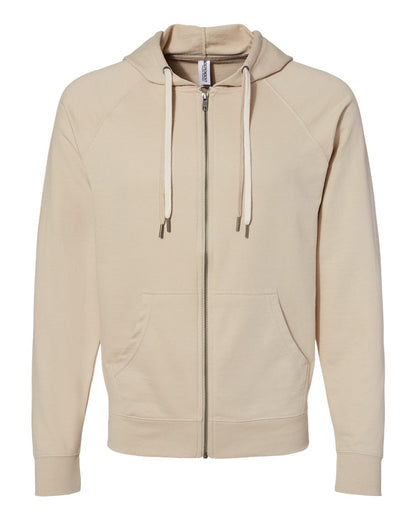 Independent Trading Co. Icon Lightweight Loopback Terry Full-Zip Hooded Sweatshirt SS1000Z #color_Sand