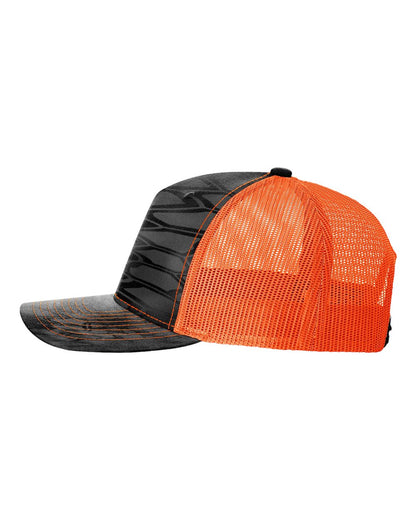 Richardson Five-Panel Printed Trucker Cap 112PFP #color_Kryptek Typhon/ Neon Orange