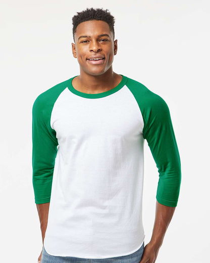 Tultex Fine Jersey Raglan T-Shirt 245 #colormdl_White/ Kelly