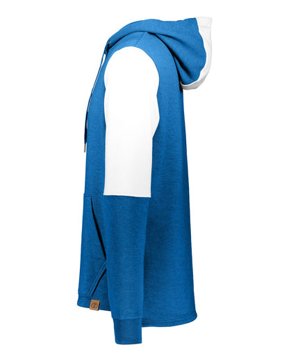 Holloway Men's All-American Team Fleece Colorblocked Hooded Sweatshirt 222581 #color_Royal Heather/ White