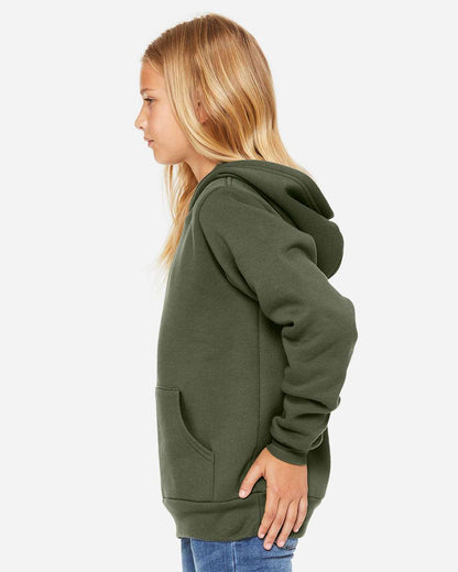 BELLA + CANVAS Youth Sponge Fleece Hoodie Sweatshirt 3719Y #colormdl_Military Green