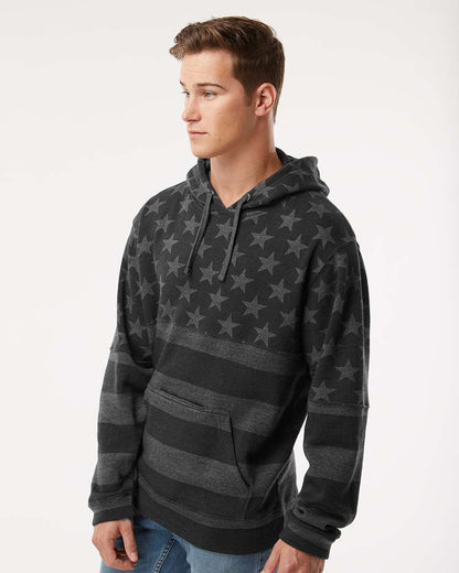 J. America Men's Tailgate Hooded Sweatshirt 8815 #colormdl_Black Stars &amp; Stripes