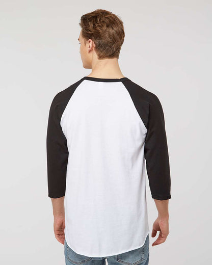 Tultex Fine Jersey Raglan T-Shirt 245 #colormdl_White/ Black