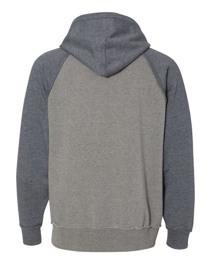 J. America Men's Vintage Heather Hooded Sweatshirt 8885 #color_Smoke Heather/ Vintage Navy Heather