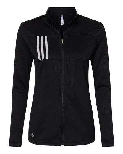 Adidas Women's 3-Stripes Double Knit Full-Zip A483 #color_Black/ Grey Two