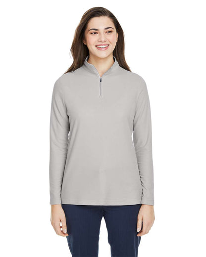 CORE365 Women's Fusion ChromaSoft™ Pique Quarter-Zip Pullover CE405W #colormdl_Platinum