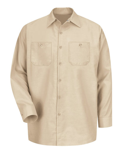 Red Kap Men's Tall Industrial Long Sleeve Work Shirt SP14T #color_Light Tan