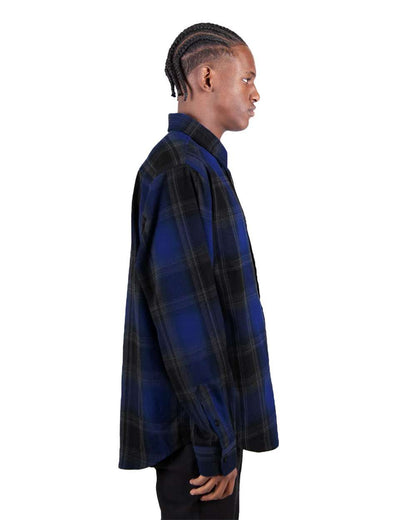 Shaka Wear Men's Plaid Flannel Overshirt SHHFS #colormdl_Royal/ Black