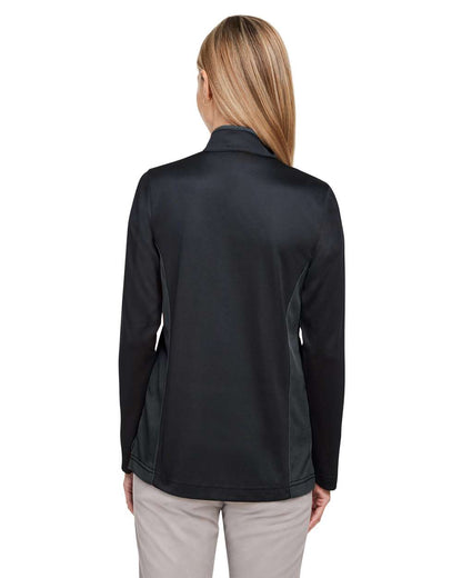 Harriton Women's Flash Snag Protection Plus IL Colorblock Quarter-Zip Pullover M786W #colormdl_Black/ Dark Charcoal