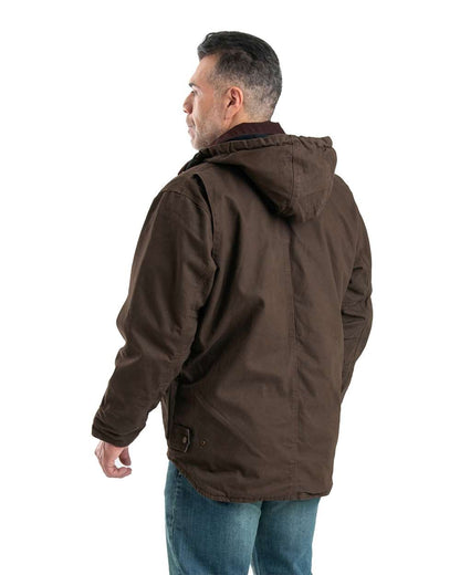 Berne Apparel Men's Heartland Washed Duck Zip-Off Hooded Coat JC613 #colormdl_Bark