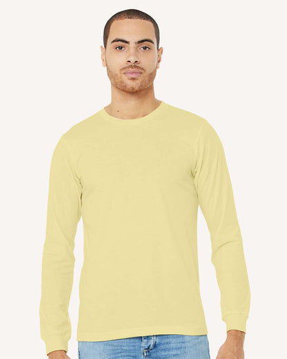 BELLA + CANVAS Heather CVC Long Sleeve Tee 3501CVC #colormdl_Heather French Vanilla