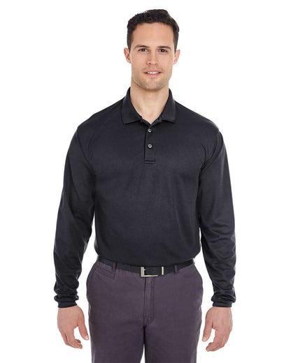 UltraClub Men's Cool & Dry Long Sleeve Mesh Piqué Polo 8210LS #colormdl_Black