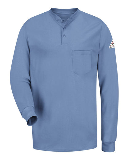 Bulwark Men's Tall Long Sleeve Tagless Henley Shirt SEL2T #color_Light Blue