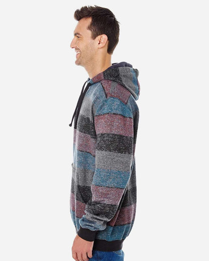 Burnside Men's Printed Stripes Fleece Sweatshirt 8603 #colormdl_Red/ Black
