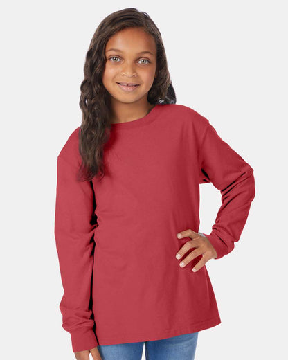 ComfortWash by Hanes Garment-Dyed Youth Long Sleeve T-Shirt GDH275 #colormdl_Crimson Fall