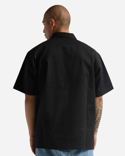 Shaka Wear Men's Work Heavyweight Quarter-Zip Short Sleeve Shirt SHQZWS #colormdl_Black