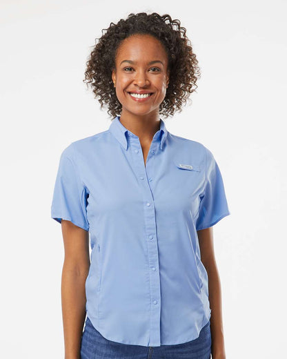 Columbia Women's PFG Tamiami™ II Short Sleeve Shirt 212466 #colormdl_White Cap Blue