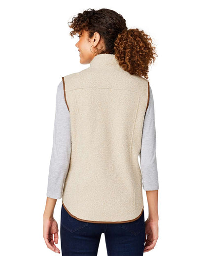 North End Women's Aura Sweater Fleece Vest NE714W #colormdl_Oatmeal Heather/ Teak