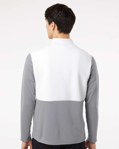 Adidas Men's Textured Mixed Media Quarter-Zip Pullover A532 #colormdl_Grey Three/ White