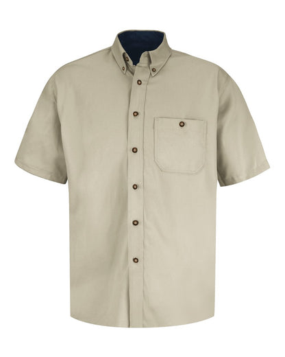 Red Kap Men's Short Sleeve 100% Cotton Dress Shirt SC64 #color_Stone