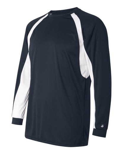 Badger B-Core Hook Long Sleeve T-Shirt 4154 #color_Navy/ White