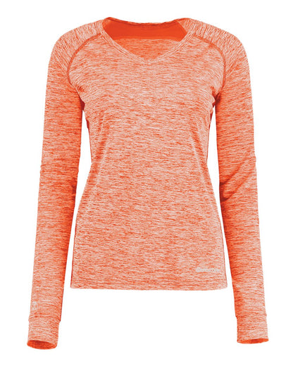 Holloway Women's Electrify CoolCore® Long Sleeve V-Neck T-Shirt 222770 #color_Orange Heather
