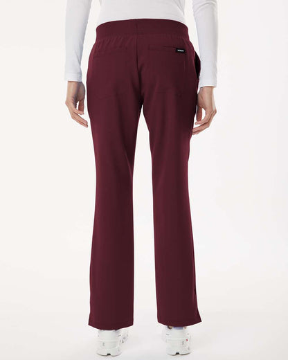 Jaanuu Women's Petite Sizes Xenos Essential Knit-Waist Scrub Pants W20001P #colormdl_Burgundy
