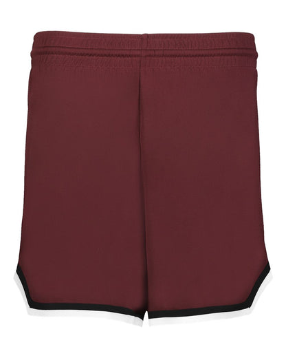 Alleson Athletic Women's Retro Basketball Shorts A56000 #color_Maroon/ Black/ White