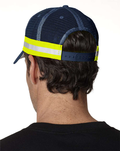 Adams Headwear Trucker Reflector High-Visibility Constructed Cap TR102 #colormdl_Navy