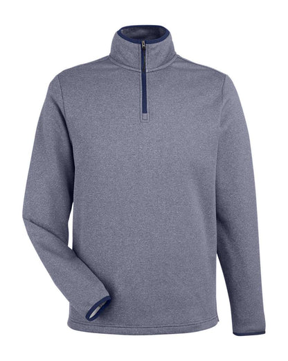 CORE365 Men's Venture Heathered Stripe Quarter-Zip Pullover CE73 #color_Classic Navy/ White