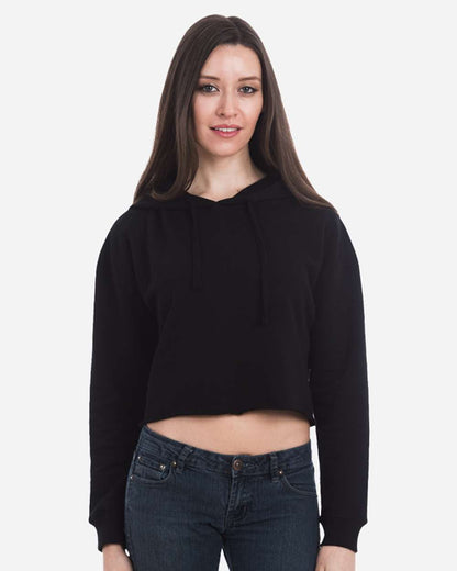 Lane Seven Women's Cropped Fleece Hooded Sweatshirt LS12000 #colormdl_Black