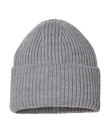 Atlantis Headwear Sustainable Chunky Rib Cuffed Beanie OAK #color_Light Grey Melange