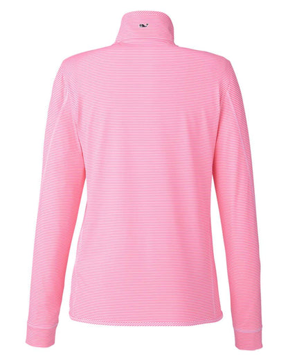 vineyard vines Women's Microstripe Sankaty Half-Zip Pullover K002521 #color_Knockout Pink