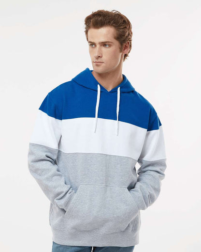 J. America Men's Varsity Fleece Colorblocked Hooded Sweatshirt 8644 #colormdl_Royal/ Oxford