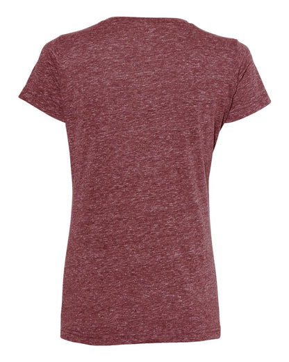 LAT Women's Harborside Mélange V-Neck Tee 3591 #color_Burgundy Melange