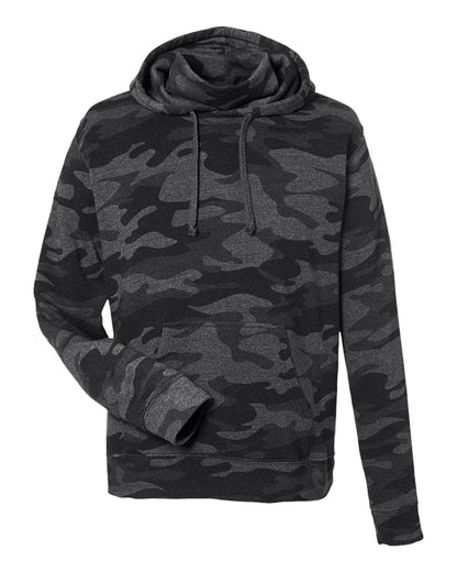 J. America Men's Gaiter Fleece Hooded Sweatshirt 8879 #color_Black Camo Heather