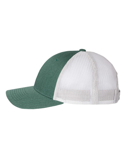 Richardson Low Pro Trucker Cap 115 #color_Heather Dark Green/ Silver
