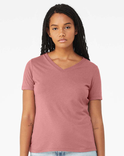 BELLA + CANVAS Women's Relaxed Triblend Short Sleeve V-Neck Tee 6415 #colormdl_Mauve Triblend