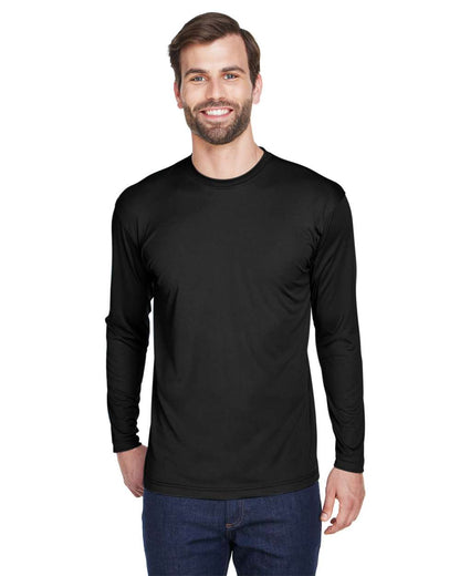UltraClub Men's Cool & Dry Sport Long Sleeve Performance Interlock T-Shirt 8422 #colormdl_Black