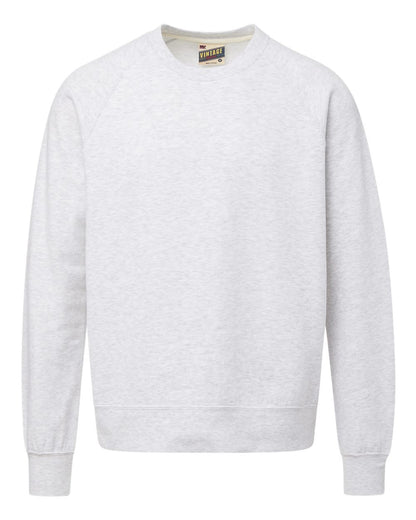 MV Sport Men's Vintage Fleece Raglan Crewneck Sweatshirt 17116 #color_Ash Grey