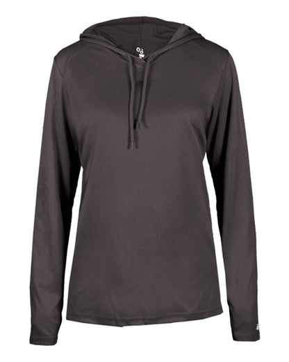 Badger Women's B-Core Long Sleeve Hooded T-Shirt 4165 #color_Graphite