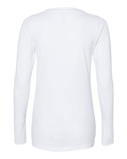 LAT Women's Fine Jersey Lace-Up Long Sleeve T-Shirt 3538 #color_Blended White/ Titanium