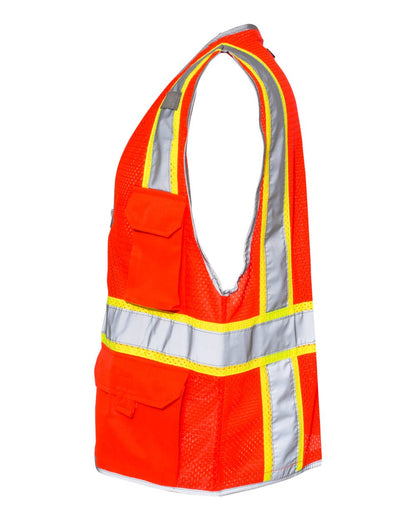 Kishigo Unisex Premium Brilliant Series® Heavy-Duty Class 2 Vest 1510-1511 #color_Fluorescent Red (1710)