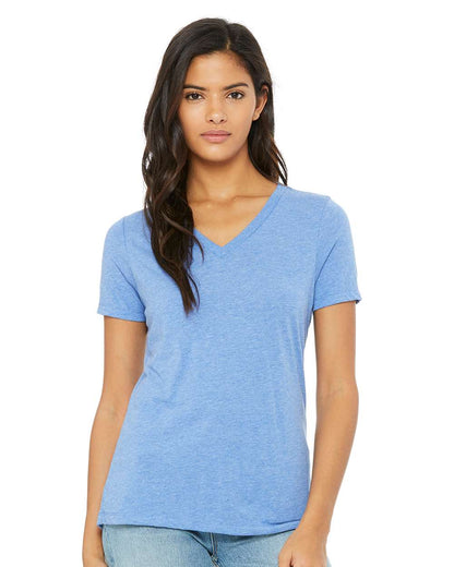 BELLA + CANVAS Women's Relaxed Triblend Short Sleeve V-Neck Tee 6415 #colormdl_Blue Triblend