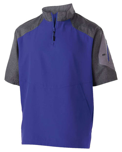 Holloway Unisex Raider Short Sleeve Quarter-Zip Pullover 229545 #color_Carbon Print/ Purple